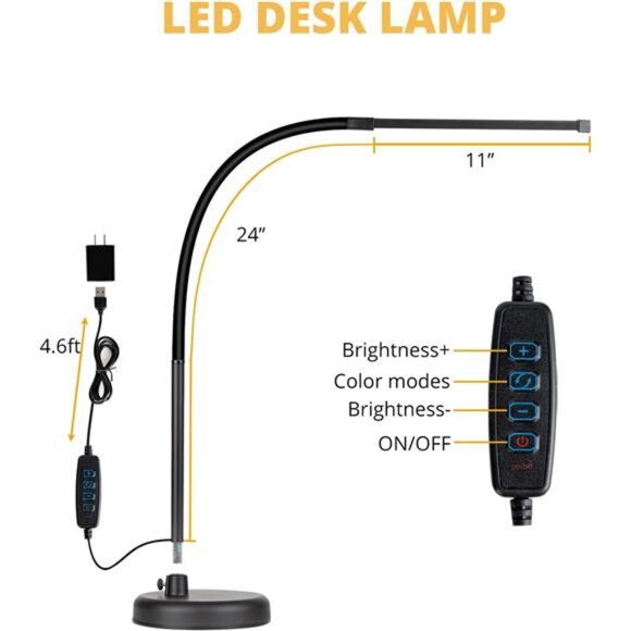 LED Desk Lamp, Swing Arm Architect Task Lamp with Long Flexible Gooseneck - Picture 5 of 7